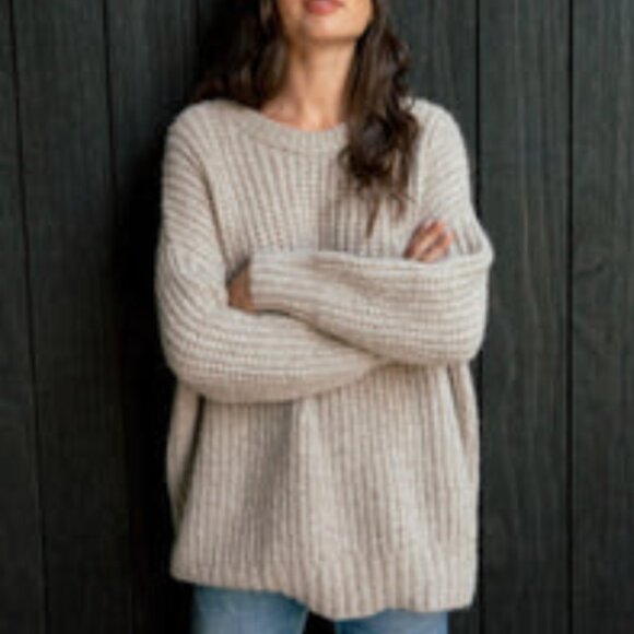 Jenni Kayne Cream Crew Neck Sweater - Picture 1 of 2